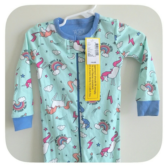❤NWT Childrens Place girls unicorn footed sleeper - Picture 3 of 4